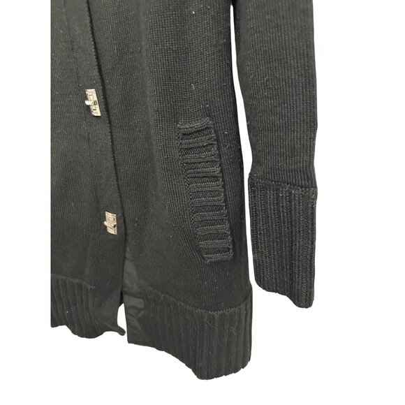 Michael Kors Black Long Cardigan Button Closures and Front Pockets SZ Small - Picture 5 of 10